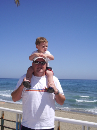 On the Beach in Marbella Spain with Son Tyler