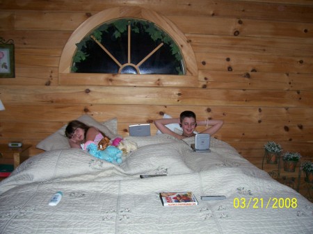 HANNA AND JOSH IN OUR CABIN....