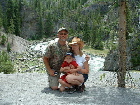 My wife, Rocco and me at Yellowstone