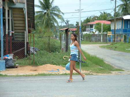 Young lady on her way to work in Boca Del Toro