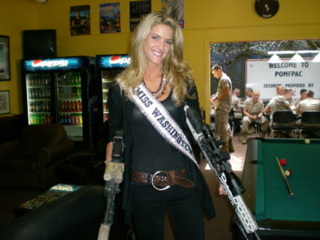 Miss WA USA with U S Marine hardware.