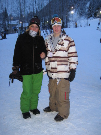 Corrina & Colton snowboarding at Alyeska