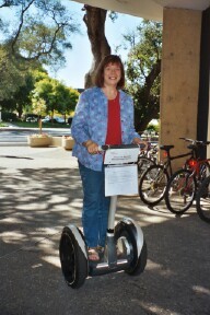 Mary Anne on Segway at Stanford 2003