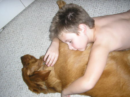 mY YOUNGEST and his dog Justice