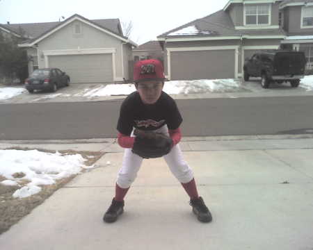 Tyler getting ready for Travel Baseball