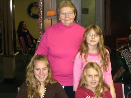 My 3 granddaughters with me at Christmas, 2005