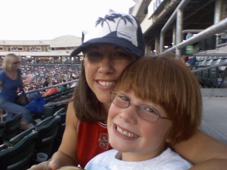 Dalton and Mom at the River Cats Game