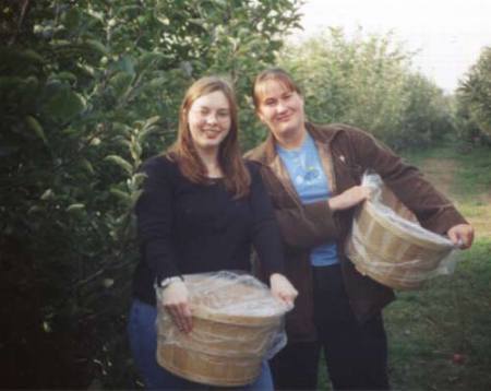 Beth and Deb, apple picking in London ON 2000