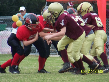 Jacob going in for the tackle