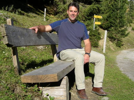 A rest stop while hiking through the Swiss Alps