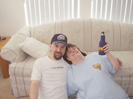 Me and the love of my life again, Phil...and my Jeff Gordon beer holder!