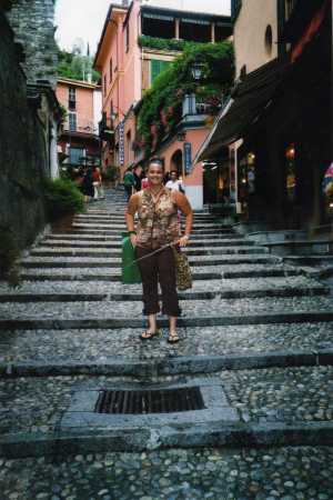 On the steps of the island of Bellagio in Lake Como Italy