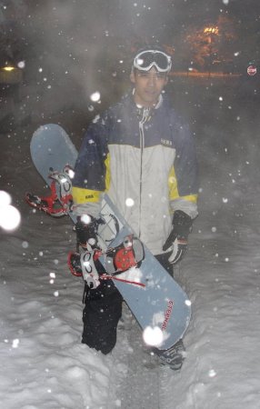 Snowboarding out on the street