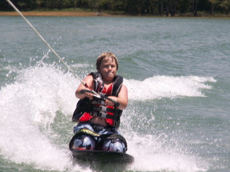 Steven likes to knee-board