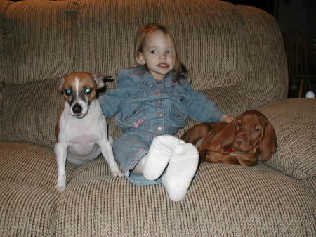 Nikki(dog), Jenna(my daughter), Jazmine(dog)