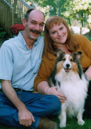 My Husband & I With Mandy Our Sheltie