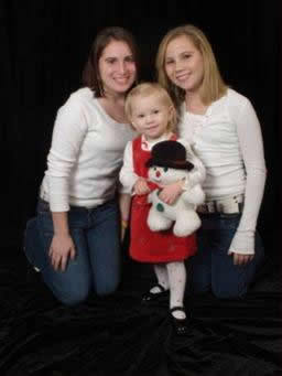 Morgan (15), Olivia (12) and Amelia (2) at Christmas 2005