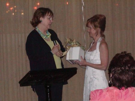 Kristen receives her keys for her new White Mercedes Benz from her sponsor Nancy Benson!