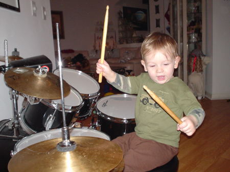 Connor, my son, rock'in out