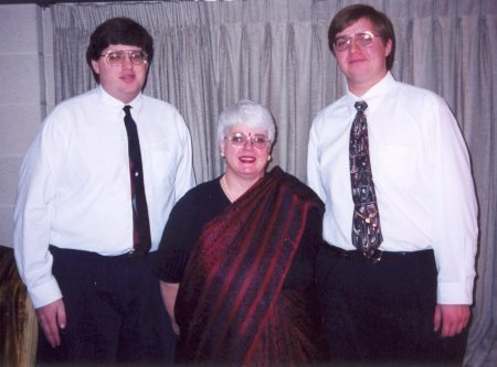 Pam De Bonte with sons Paul & Chris at Indian wedding