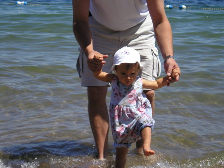 at the beach with daddy