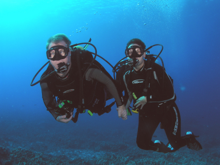 Dale & I diving in Hawaii