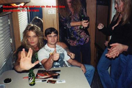 Sebastian Bach and me on his tour bus