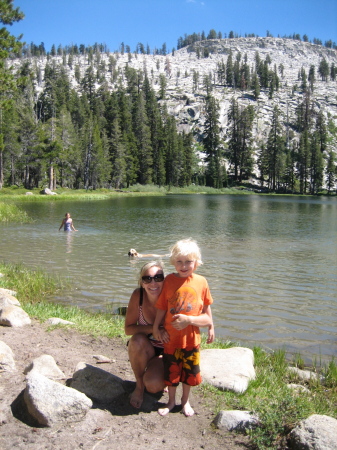 My son Kyle and I at a lake in the Sequoias