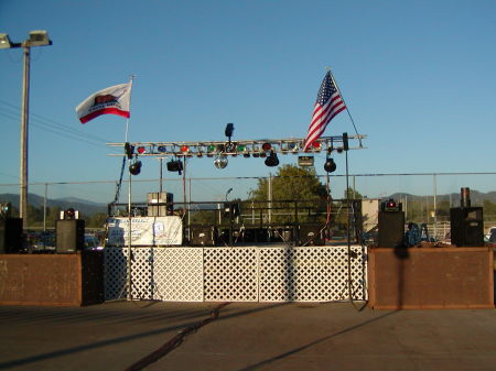 Outdoor Karaoke stage at Willits Frontier Days Rodeo every July 4th. weekend each year.