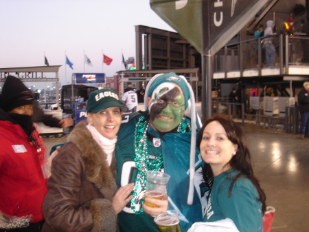 With "Eagle's Super Fan" and  friend