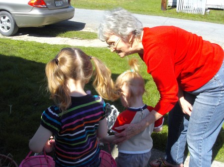 Fran and the girls egg hunt