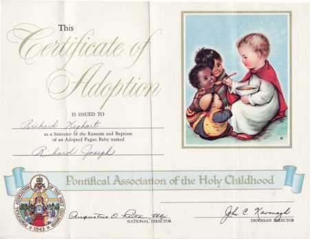 Certificate of Adoption - 2nd grade, 1966