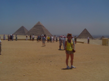 me with pyramids in background