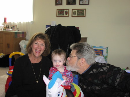 Fran and I with 1st Granddaughter, Sarah Katharine Butts