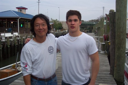 With son Leland on fishing trip in 2004