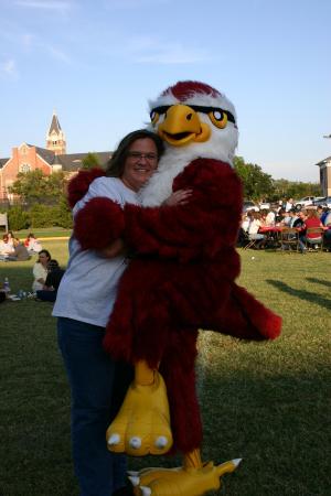 Friends University Falcon Mascot and I