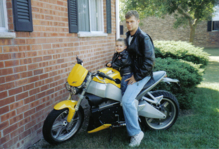 My husband and my First Son on his Buell.