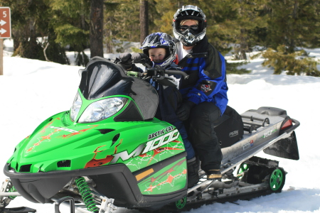 Karla and Tanner snowmobiling, Spring 08