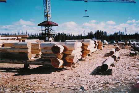 House Under Construction in Log Yard