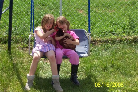 Bethanny and Christina With thier favorite Chicken