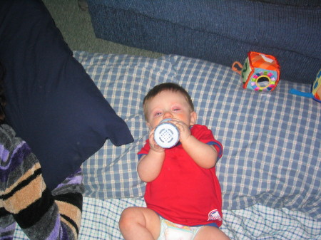 Connor drinking his bottle