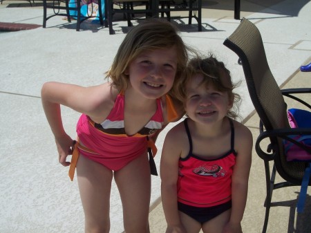 Lexi and Adri at the neighborhood pool