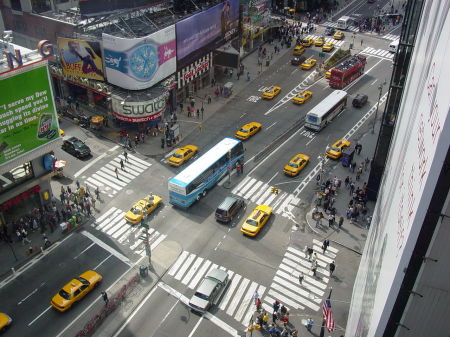 Looking down on Times Square