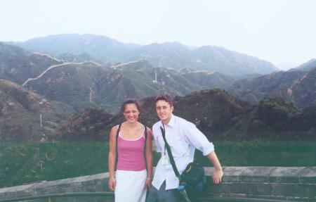 My nephew with a friend at the Great Wall in China