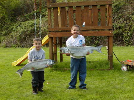 My sons, Beau and Giovanni with two nice spring chinook