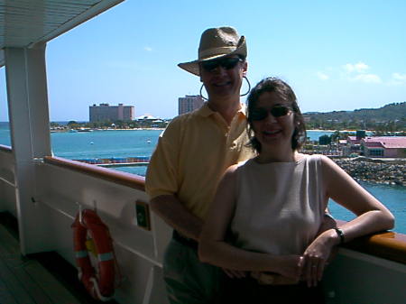 David and Sandra onboard cuise ship in Montego Bay, Jamaica