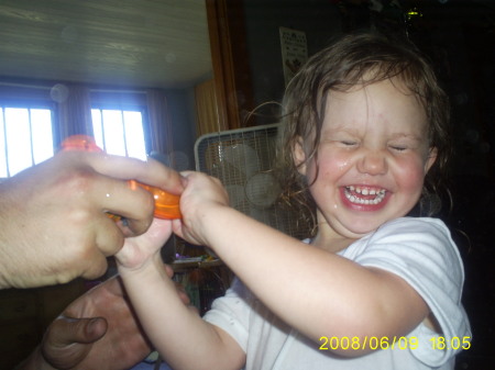 Squirt gun war in the house