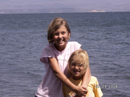 Kaila and Bailey in Yellowstone lake