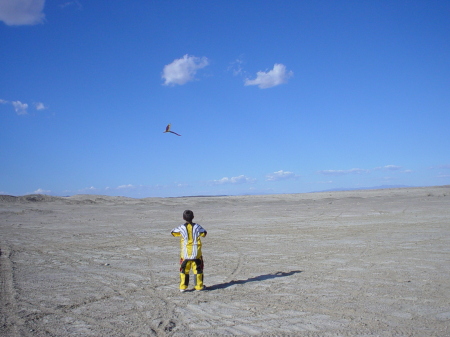 Tommy flying a kite