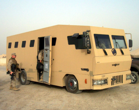 A "Rhino Armored bus."